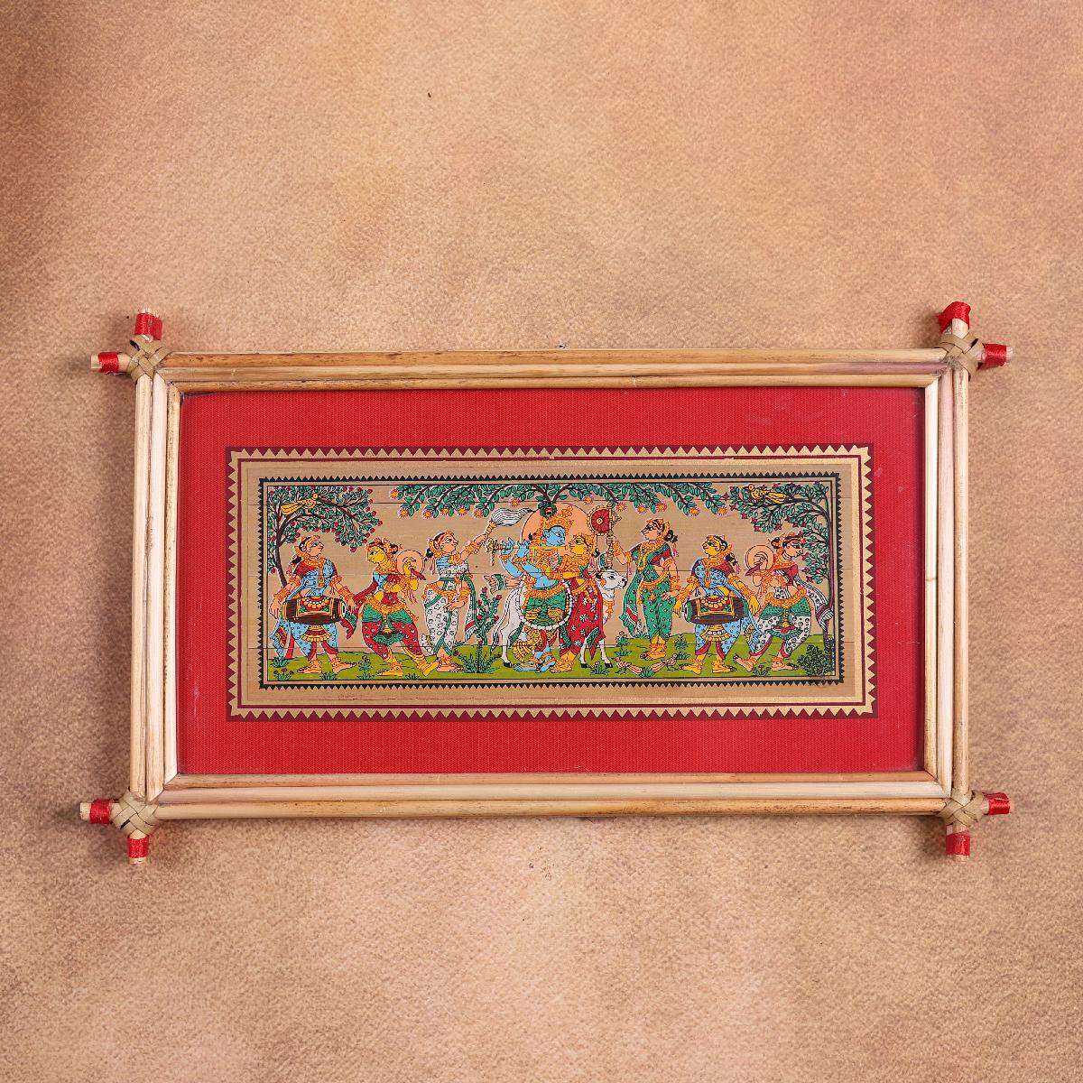 Gopa Rasa Leela Horizontal Tala Pattachitra Palm Leaf Art Odisha
